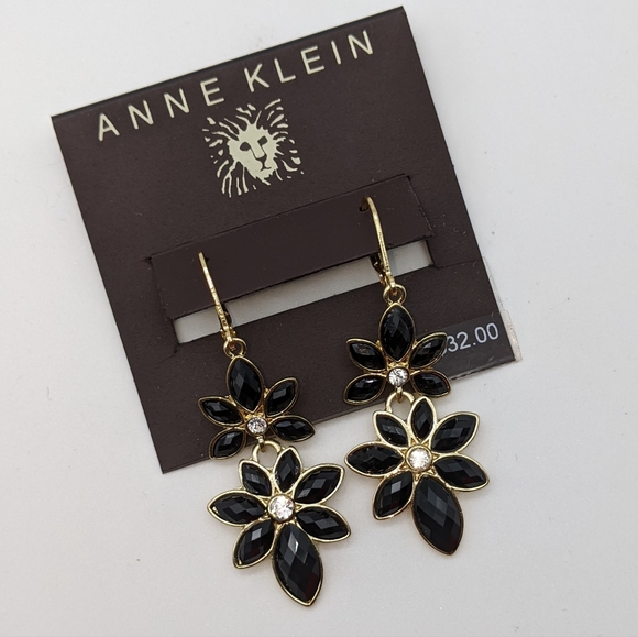 Anne Klien Gold-tone/ Black Necklace and Earrings 2pc Jewelry Set - Picture 14 of 16
